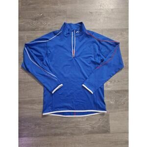 KJUS Systems Mens 1/2 Zip Pullover Base Layer Golf Long Sleeve Shirt Blue 54/XL
